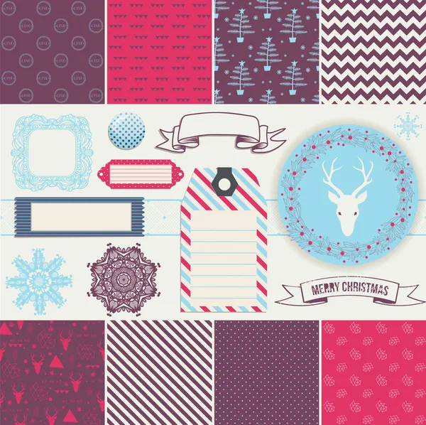 Scrapbook Elementos de diseño de Navidad — Archivo Imágenes Vectoriales