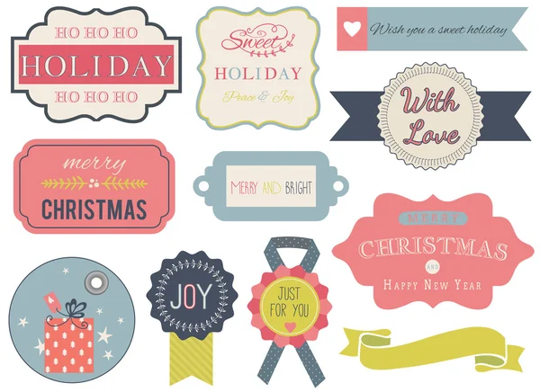 Ornamenti natalizi ed elementi decorativi — Vettoriale Stock