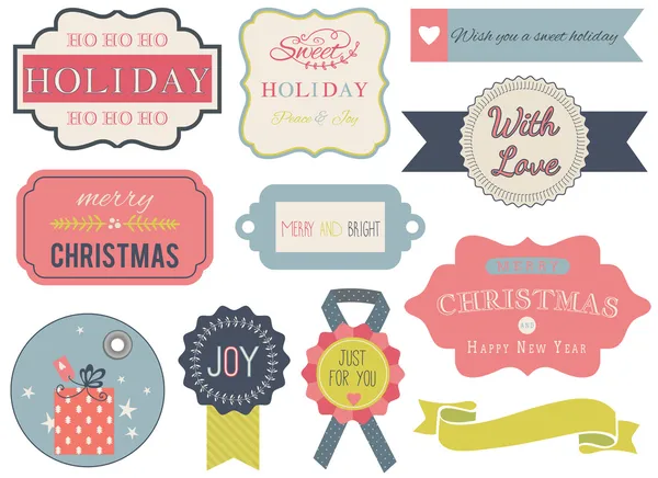 Adornos navideños y elementos decorativos — Vector de stock