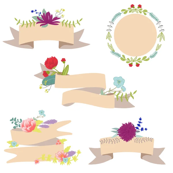 Fleurs avec ruban — Image vectorielle
