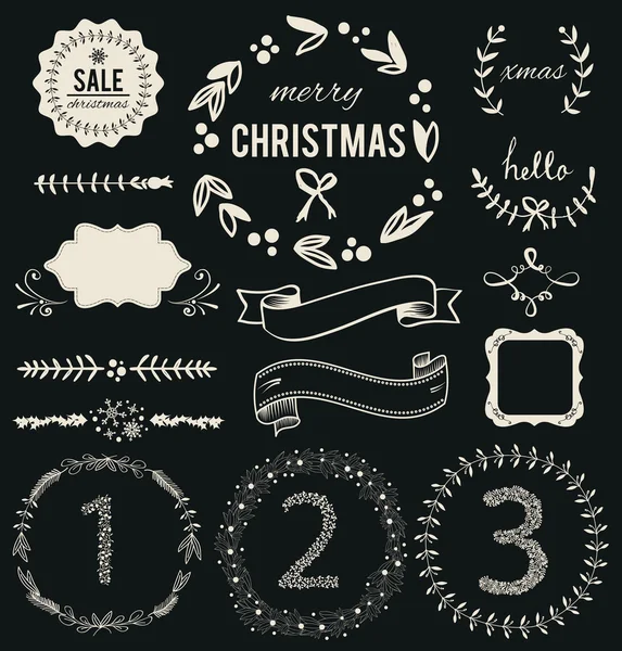 Ensemble vectoriel dessiné à la main de Noël — Image vectorielle