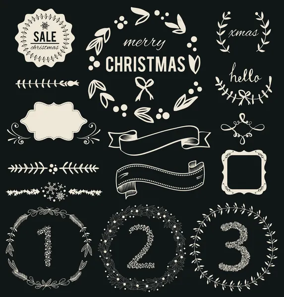 Kerstset hand getrokken vector — Stockvector