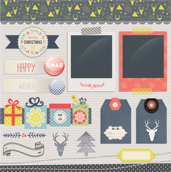 Scrapbook Christmas Design Elements — Stock Vector