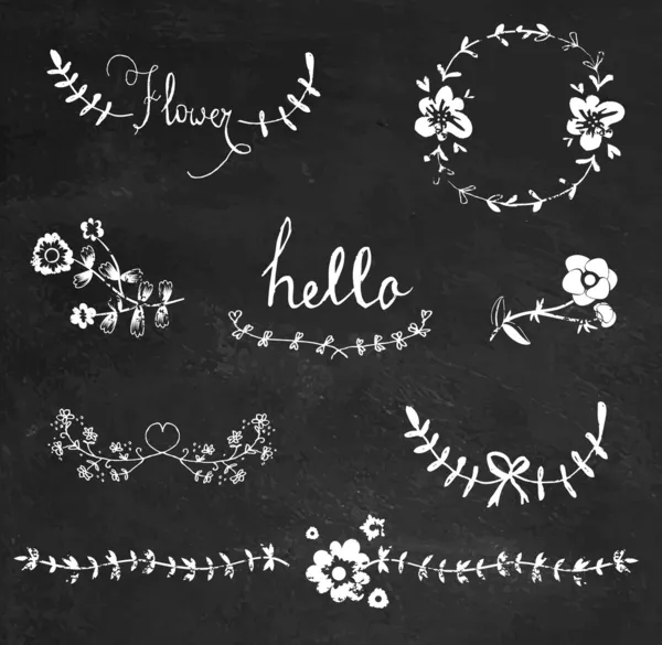 Chalkboard graphic flower set — Stock Vector