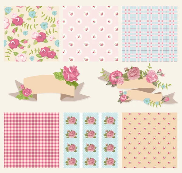 Set of shabby chic elements — Stock Vector
