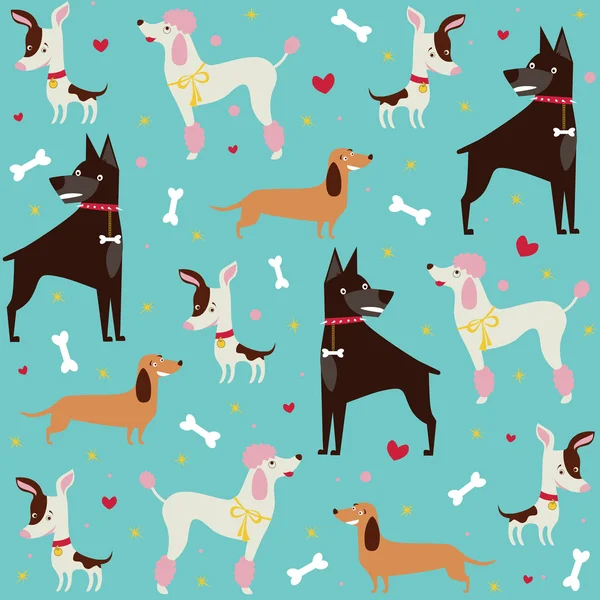 Cute seamless dogs pattern — Stock Vector