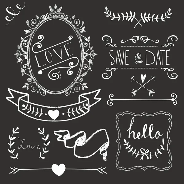 黒板結婚式グラフィック セット — ストックベクタ