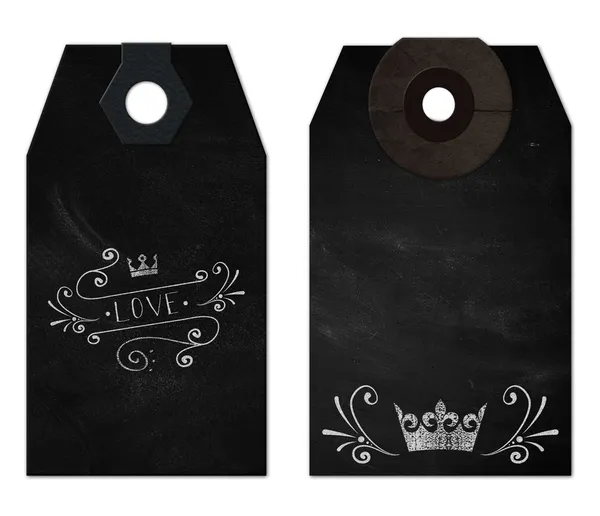 Chalkboard vintage style tags with crown — Stock Photo, Image