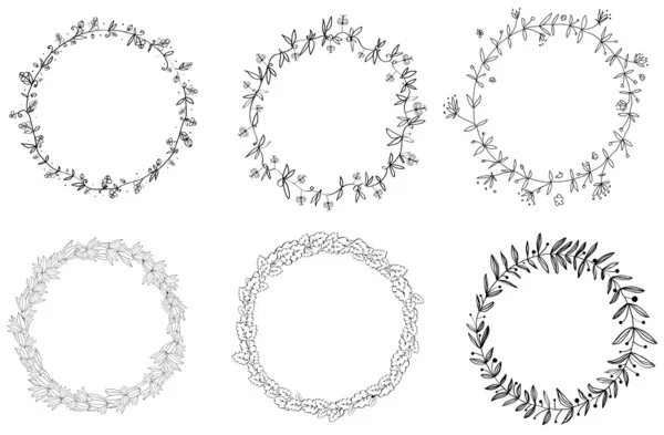 Jeu de couronnes de laurier de victoire vectorielles dessinées à la main pour stationnaire — Image vectorielle