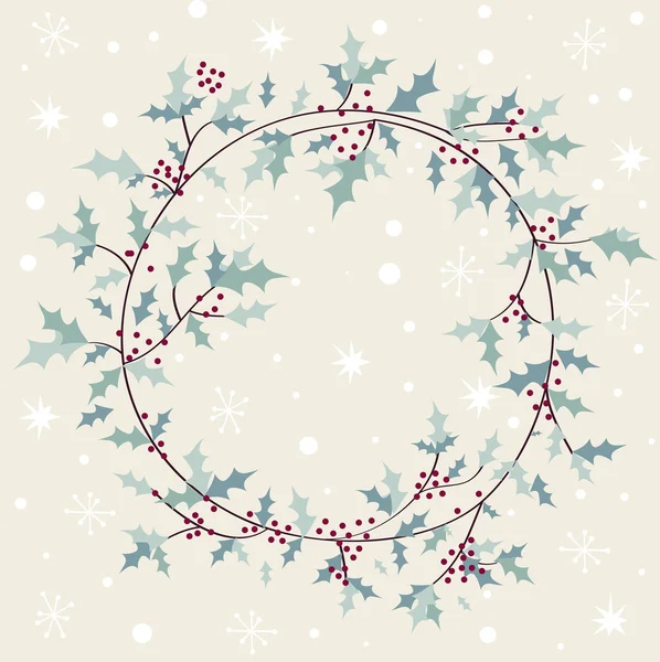 Vintage kaart met Kerstmis krans vectorillustratie — Stockvector