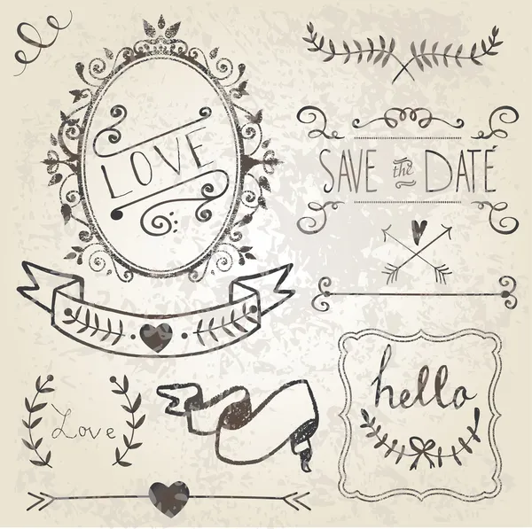 Set gráfico Boda Vintage — Vector de stock