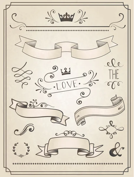 Ensemble graphique mariage vintage — Image vectorielle