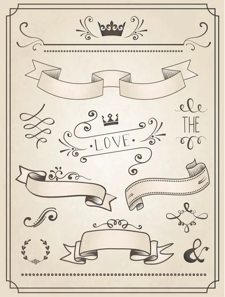 Conjunto gráfico de casamento vintage —  Vetores de Stock