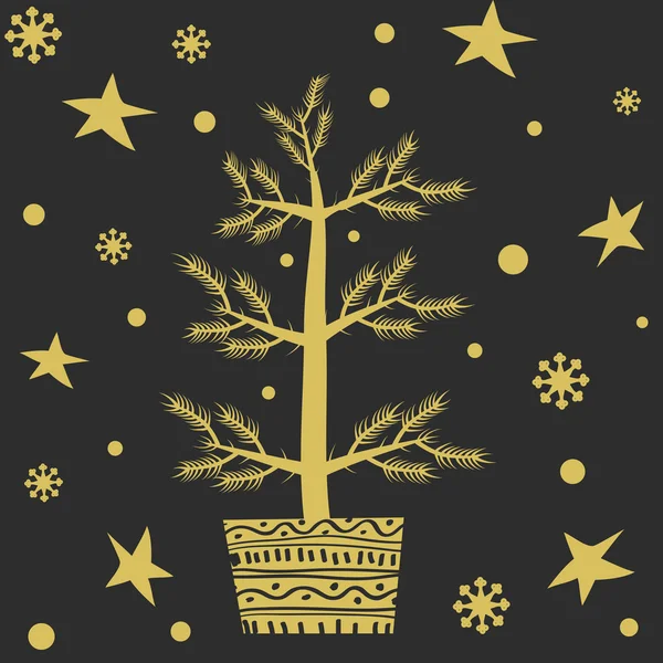 Saludo de Navidad y Año Nuevo con noel tree — Vector de stock