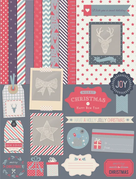 Natale Scrapbook Elementi di design — Vettoriale Stock