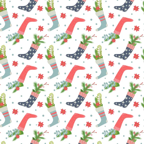 Kerstmis kousen naadloze patroon — Stockvector