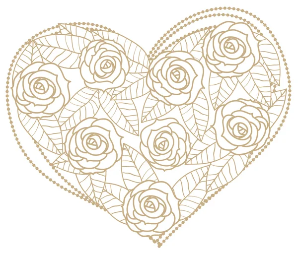 Blumenschmuck Herz: elegante Postkarte und Einladung zur Hochzeit — Stockvektor