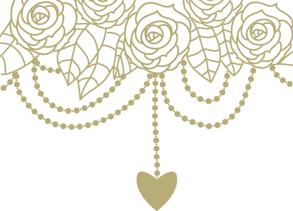 Gold und weiße Einladungskarten mit Rosen — Stockvektor