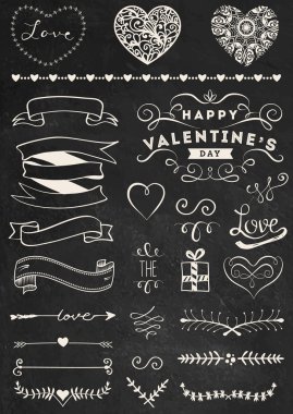 Chalk Valentine's day design elements