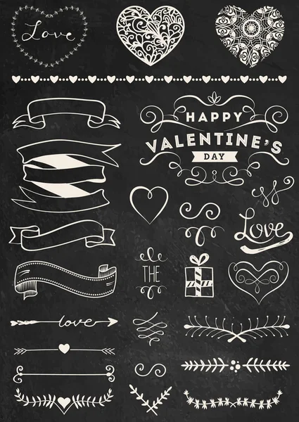 Elementos de diseño del día de San Valentín tiza — Archivo Imágenes Vectoriales