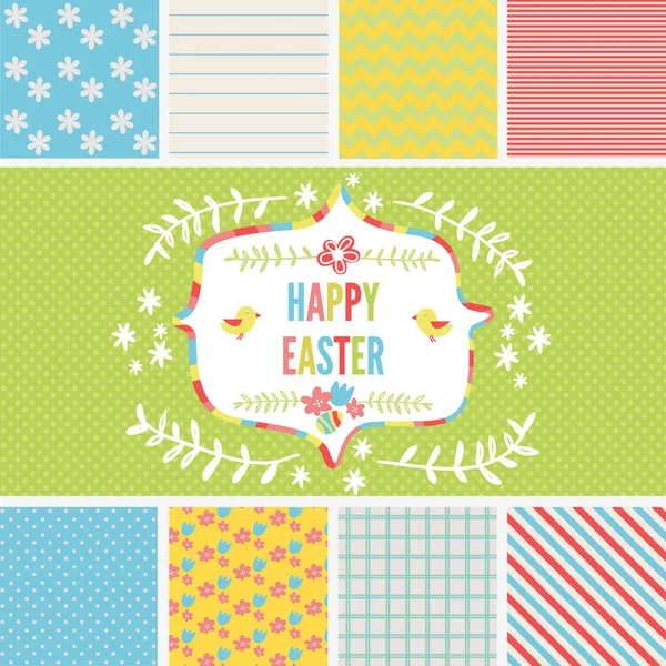 Easter design elements and seamless backgrounds — Stock Vector