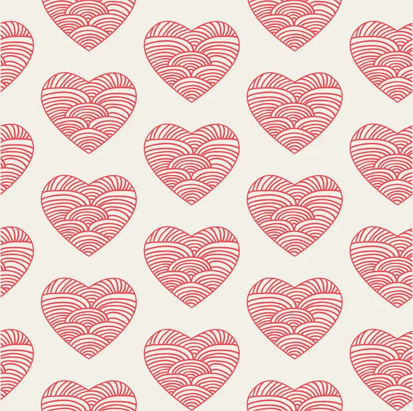 Naadloze patroon met hand getrokken valentine harten — Stockvector