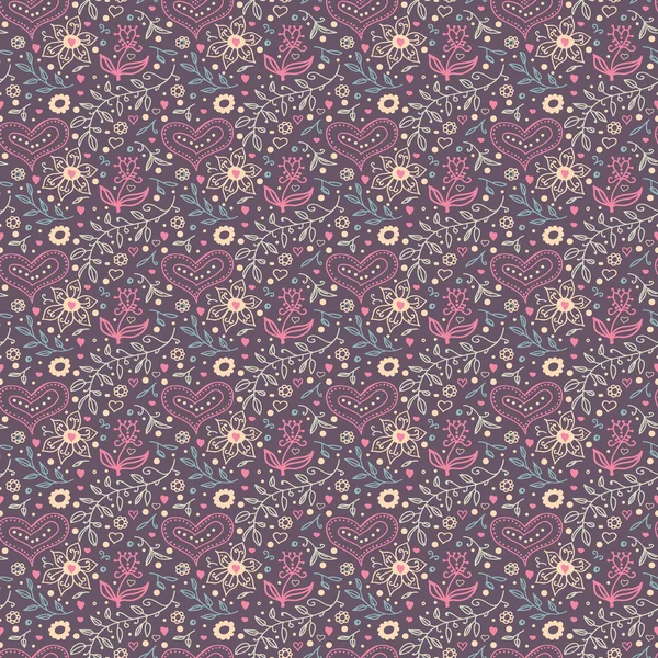 çiçek arka plan ve kalpleri ile Seamless Modeli