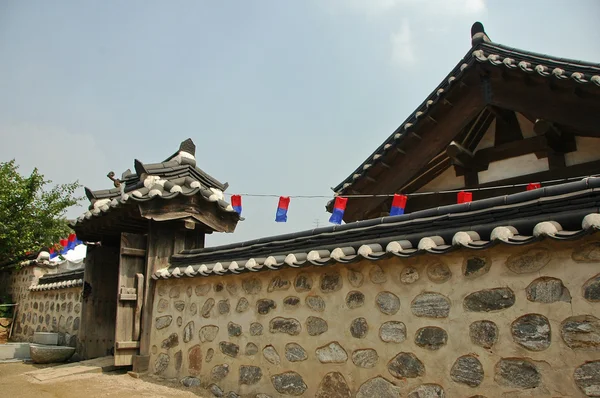 Staré kamenné zdi korejského paláce — Stock fotografie