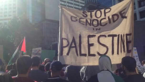 Konflik perang Palestina-Israel memprotes di Brisbane Australia — Stok Video