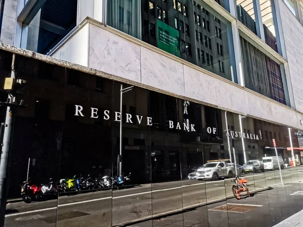 Sydney Australia Maj 2021 Nazwa Banku Rezerw Australii Czarnym Granitowym Obrazy Stockowe bez tantiem