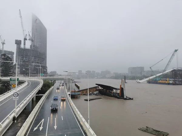 Brisbane Australia February 2022 Wild Weather Heavy Rain Falls Tropical — Stock Photo, Image