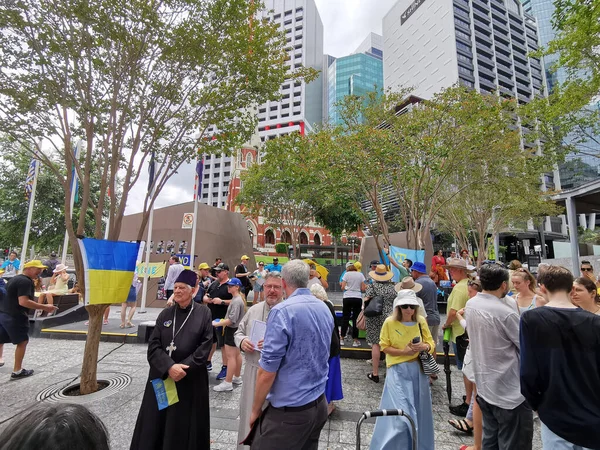 Brisbane Australia March 2022 Peaceful Gathering Rally Demonstration King Geoge — Stock Photo, Image