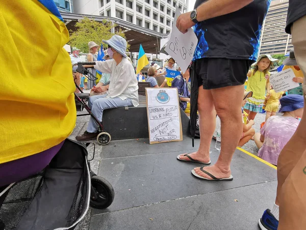 Brisbane Australia Marzo 2022 Reuniones Pacíficas Manifestaciones Plaza King Geoge — Foto de Stock