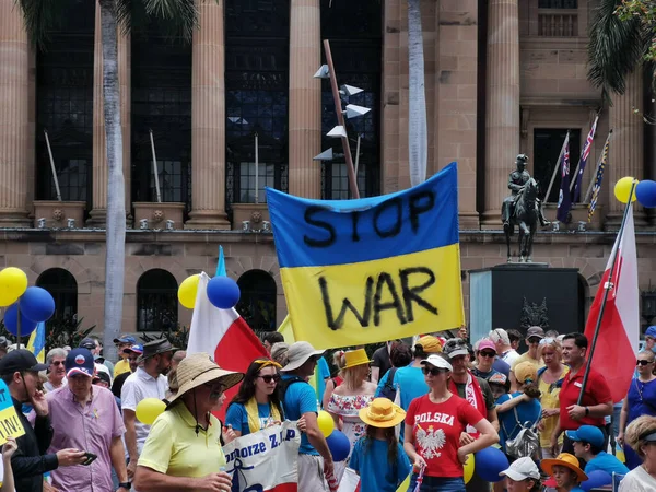 Brisbane Australia March 2022 Peaceful Gathering Rally Demonstration King Geoge — Stock Photo, Image