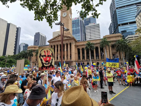 Brisbane Austrália Março 2022 Encontro Pacífico Manifestação Comício Praça Rei — Fotografia de Stock