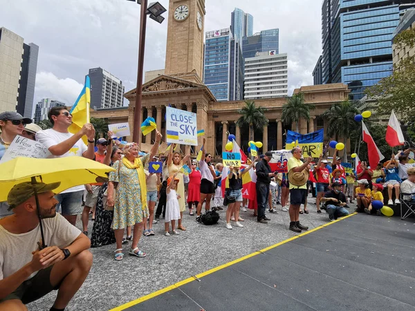 Brisbane Australia Marzo 2022 Reuniones Pacíficas Manifestaciones Plaza King Geoge — Foto de Stock