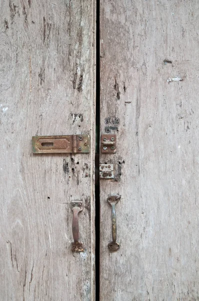 Unlocked Wooden Grey Dirty Door Panes Closed — Stock Photo, Image