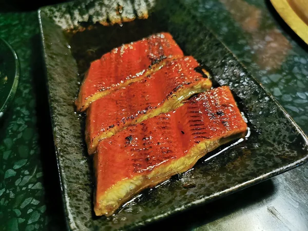 Unagi Grilled Japanese Eel Pieces Marinated Sweet Black Sauce — Fotografie, imagine de stoc