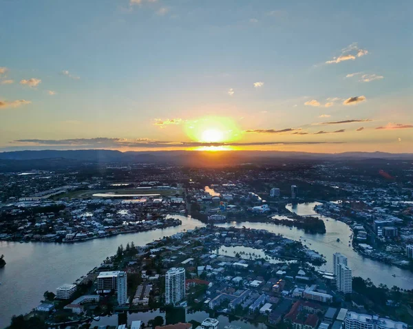 Gold Coast Australia April 2021 Aerial Panorama View High Rise — Foto de Stock