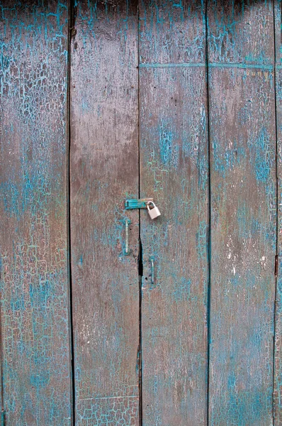 Old Dark Cyan Wooden Closed Door Traditional House Asia Golden — Stock Photo, Image