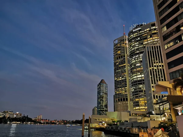 Brisbane Australia July 2020 Twilight Scene Eagle Street Pier Brisbane — Stock Photo, Image