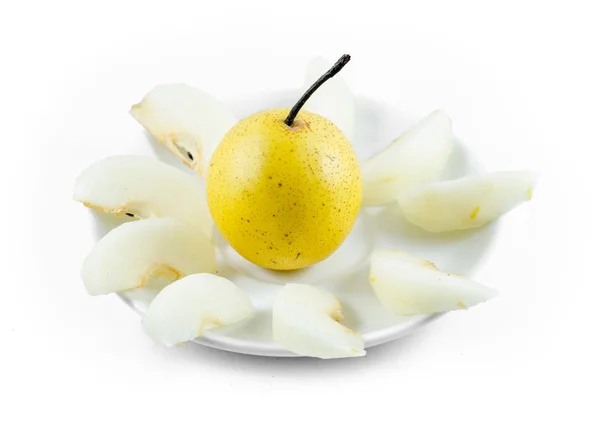 Fresh group oriental pear on a white background — Stock Photo, Image