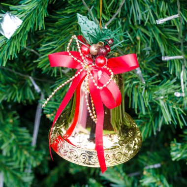 dalları arka plan üzerinde Noel çanları