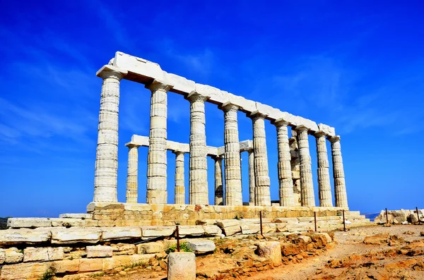 O Templo de Poseidon em Cape Sounion perto de Atenas, Grécia — Fotografia de Stock