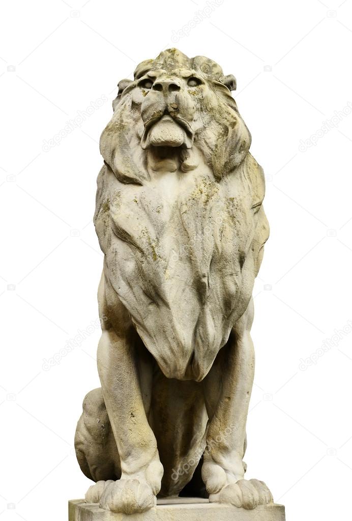 Tiger Statue isolated on white black background