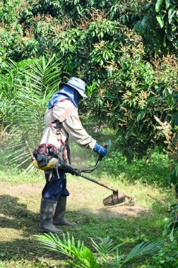 Çim biçme makinesi adam