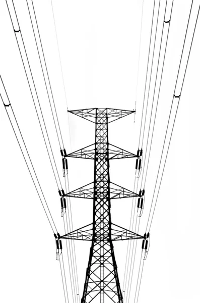 Pylon elektryczny izolowany na białym — Zdjęcie stockowe