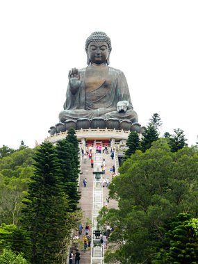HONG KONG, MARCH 28, Tian Tan Buddha, also known as the Big Buddha, is a large bronze statue of a Buddha located at Ngong Ping, Lantau Island, in Hong Kong on 28 March 2014. clipart