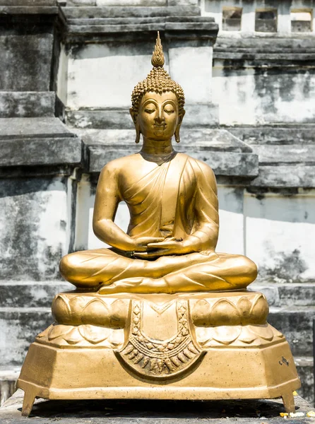 Estatua de Buddha en buddhism del templo, arte de la escultura de asia —  Fotos de Stock