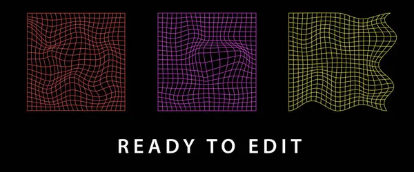 Collection Grid Shapes Set Mesh Shapes Ready Edit Scifi Layouts — стоковий вектор